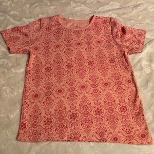 Carroll Reed Peachy-Orange Print T-shirt Ladies Size Large